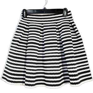 Express Black and White Stripes Skirt Pleated Short Circle Skater Size XS